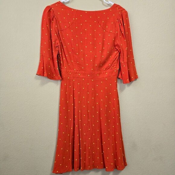 FREE PEOPLE Flame Combo Plunging V-Neck Polkadot A-Line Dress Boho 0 NWT - Picture 2 of 12